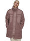 Elongated Polar Fleece Sherpa Women's Pink Coat with Buttons