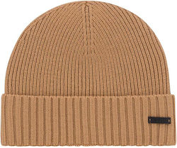 Boss Beanie Ανδρικός Σκούφος με Rib Πλέξη σε Μπεζ χρώμα