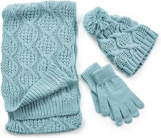 Frauen Set mit Beanie in Hellblau Farbe