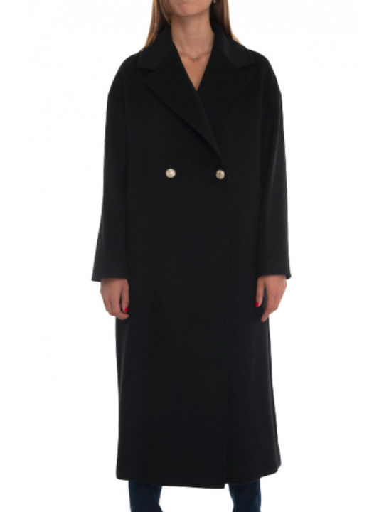 Pennyblack Μάλλινο Γυναικείο Μαύρο Παλτό με Κουμπιά