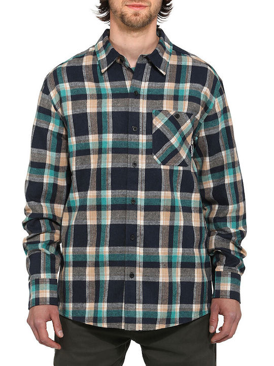 Horsefeathers Melvin Herrenhemd Overshirt Langärmelig Flanell Geprüft Blau