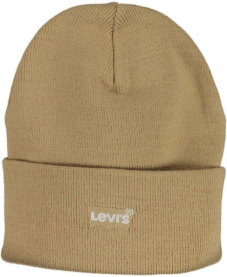 Beanie Beanie with Rib Knit in Beige color
