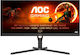 AOC U34G3XM VA HDR Gaming Monitor 34" QHD 3440x1440 144Hz με Χρόνο Απόκρισης 4ms GTG