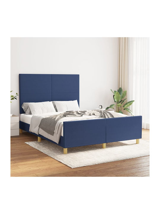 Doppelbett Mit Stoff Blau Für Matratze 140x190cm
