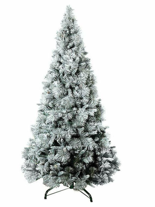 Snowy Christmas Green Tree with Metallic Base H210cm