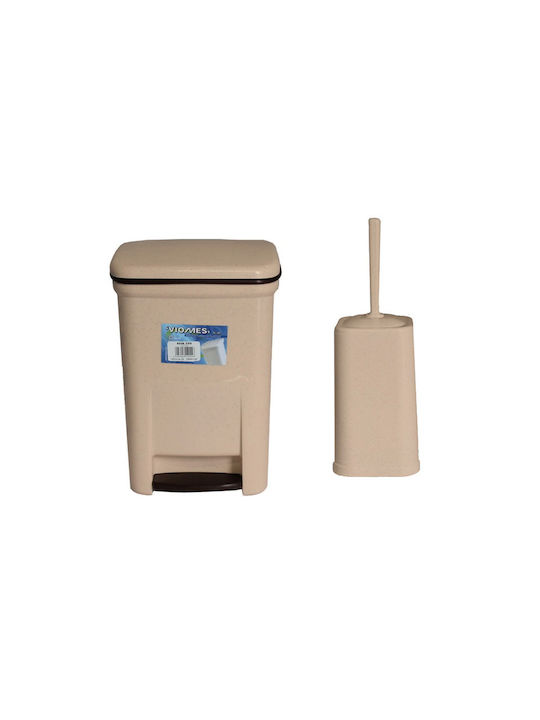 Viomes 85.155215/54 Plastic Toilet Brush and Bin Set 13.5lt Beige