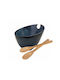 Cryspo Trio Azaro Porcelain Salad Bowl with Salad Spoons Blue 24x20cm 3pcs