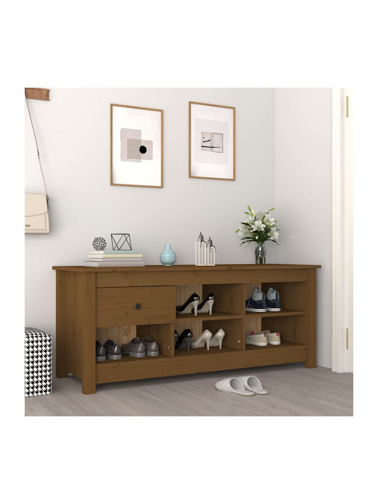 Schuhschrank aus Massivholz mit 2 Regalen Braun...