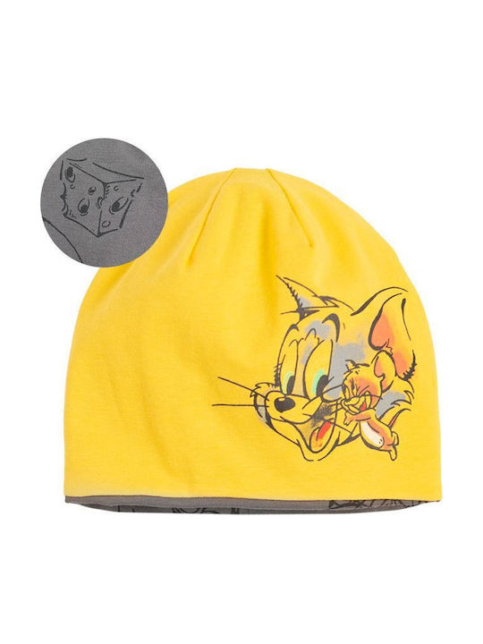 Tom & Jerry Παιδικό Σκουφάκι Διπλής Όψης Υφασμάτινο Κίτρινο