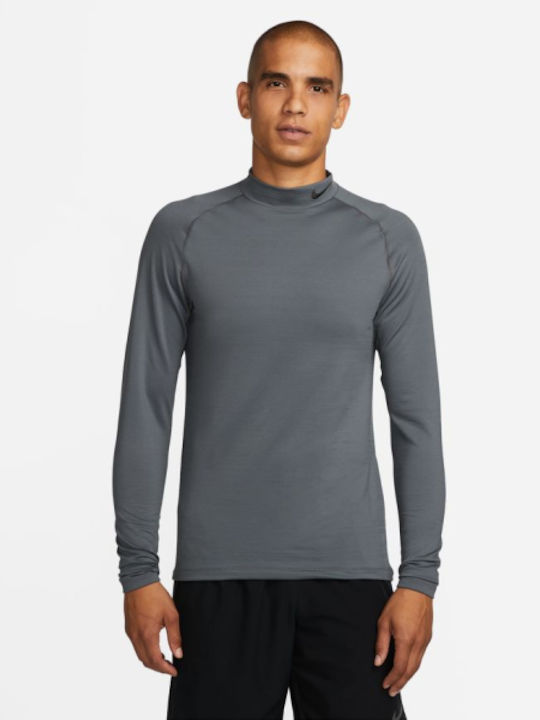 Nike Pro Warm Ανδρική Ισοθερμική Μακρυμάνικη Μπλούζα Γκρι