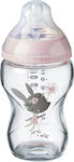 Tommee Tippee Glasflasche Closer To Nature Gegen Koliken mit Silikonsauger für 0+, 0+ m, Monate Pink Maus 250ml 1Stück