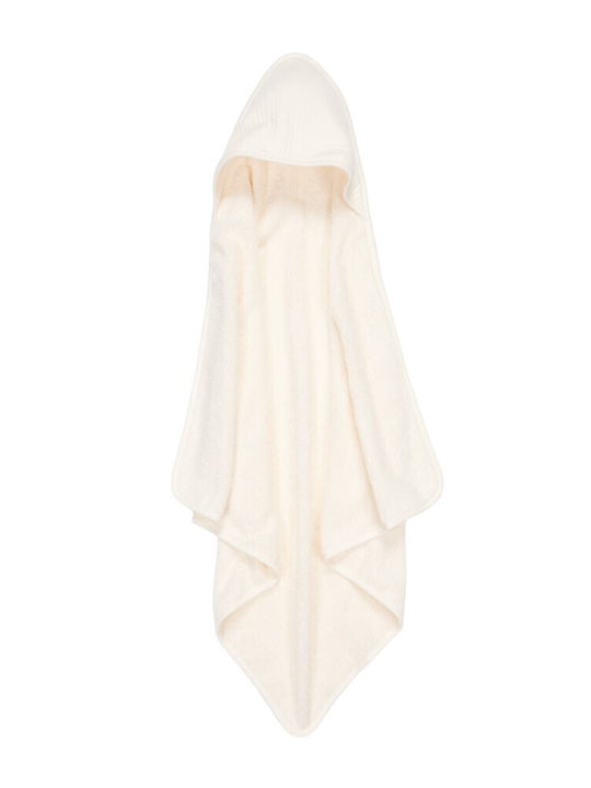 Little Dutch Βρεφική Κάπα-Μπουρνούζι με Κουκούλα Pure Soft White 75x75εκ.