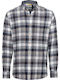 Long-sleeved Flannel Shirt Checked Gray