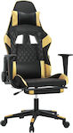 vidaXL 3143766 Artificial Leather Gaming Chair with Footrest Black / Gold