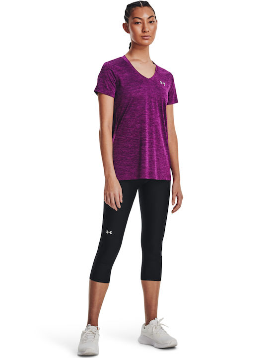 Under Armour Women's Athletic T-shirt with V Neckline Purple