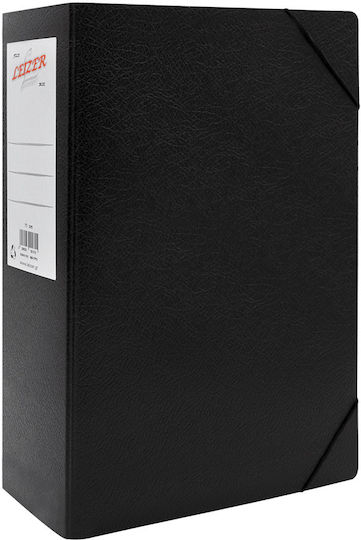 Leizer Plastic File Box with Rubber Band 25x11x35cm Black
