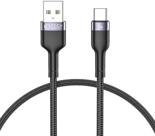 Tech-Protect Ultraboost Geflochtenes USB 2.0 Kabel USB Typ-C männlich - USB-A Power Delivery Schwarz 0,25m
