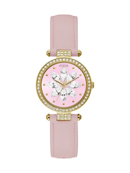 Guess Female Watch with Pink Leather Strap