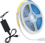 GloboStar LED Strip Power Supply 12V with Natural White Light Length 5m and 308 LEDs per Meter with Power Supply