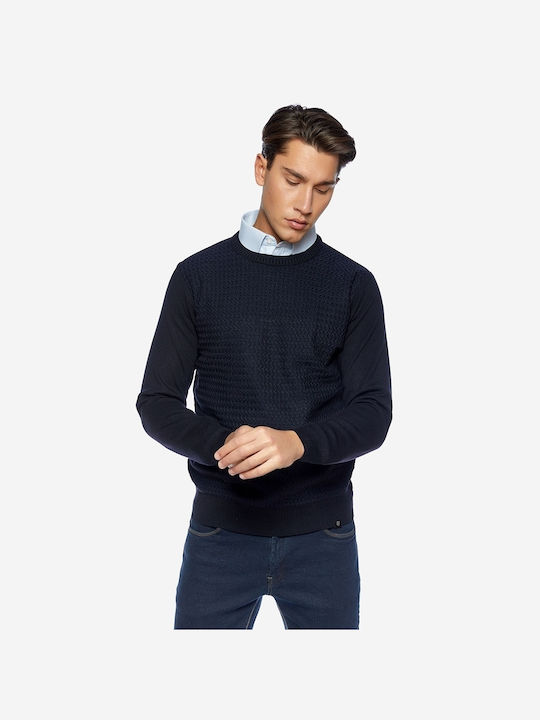 Sogo Men's Long Sleeve Sweater Navy Blue