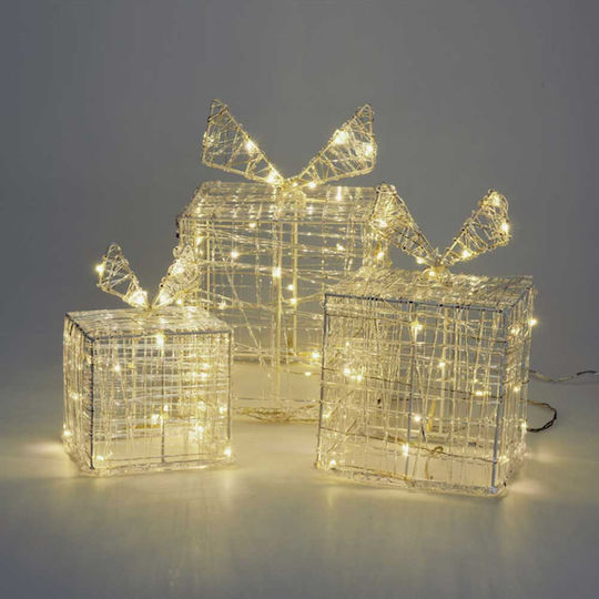 Beleuchtet Weihnachtliche Kunststoff Figur Box Weiß 3Stück Warm