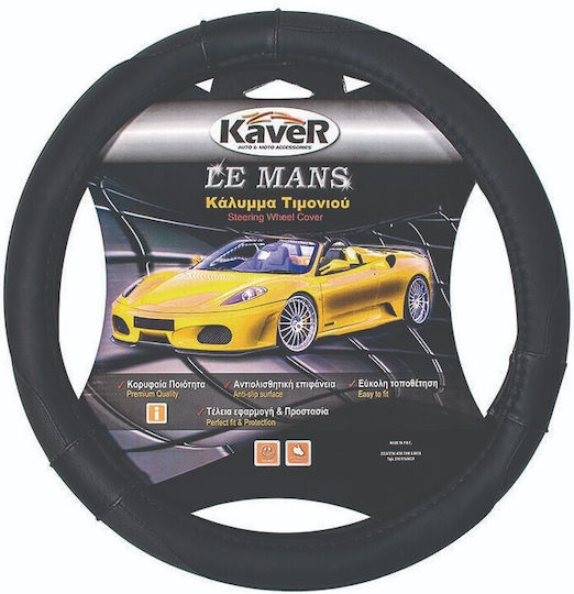 Kaver Car Steering Wheel Cover with Diameter 38cm made of Leatherette Black