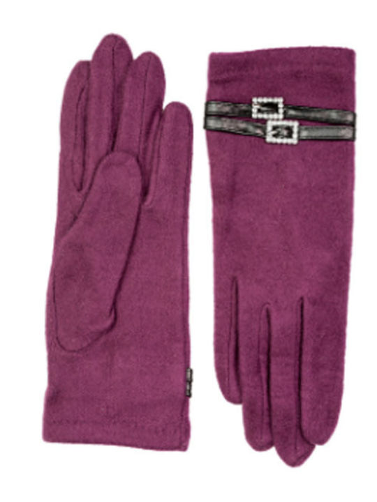 Γάντια μονόχρωμα stretch με λουράκια δερματίνης
