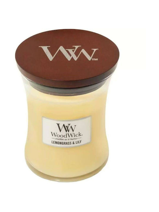 WoodWick Lumânare Aromată Lemongrass Lily Borcan Alb 85gr 1buc