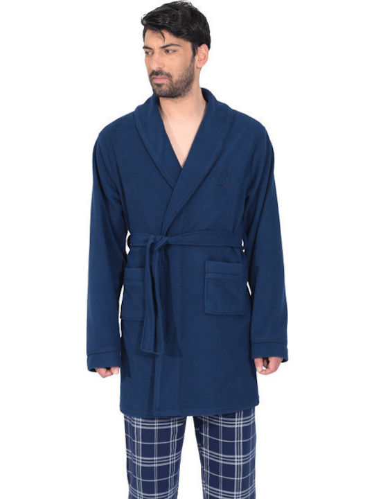 Uomo Χειμερινή Ανδρική Ρόμπα Fleece Μπλε