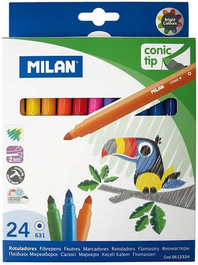Milan Maxi Μαρκαδόροι Ζωγραφικής 5mm Χονδροί Σετ 24 χρώματα