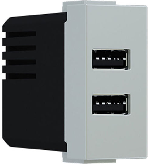 Aca Modys Priză Mortice Cu 2 Porturi USB Albă