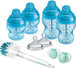 Tommee Tippee Set aus Plastikflaschen Newborn Starter Kit Gegen Koliken mit Silikonsauger für 0+, 0+ m, Monate Light blue 150ml 9Stück