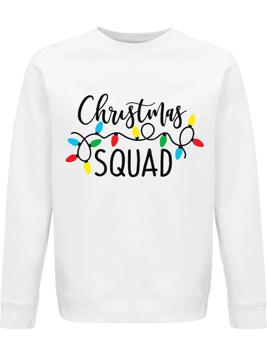 Sweatshirt Unisex Organic " Christmas Squad Christmas Lights " White