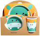 Baby Cloud Feeding Set Hippopotamus made of Bamboo Multicolour 5pcs