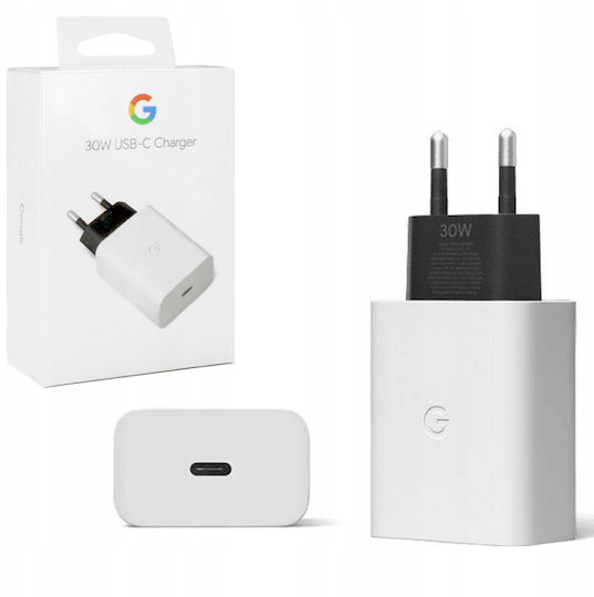 Google Зарядно без кабел с USB-C порт 30W Power Delivery Бял (GA03502-EU)