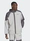 Adventure Winter Fabric Mix Men's Fleece Cardigan with Hood Gray