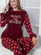 Join Χειμερινό Γυναικείο Σετ Πιτζάμας Fleece Μπορντό Make Today Magic