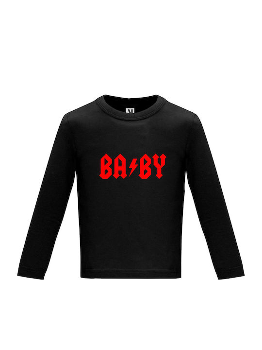 Baby Long Sleeve "BABY, ACDC Fan", Black