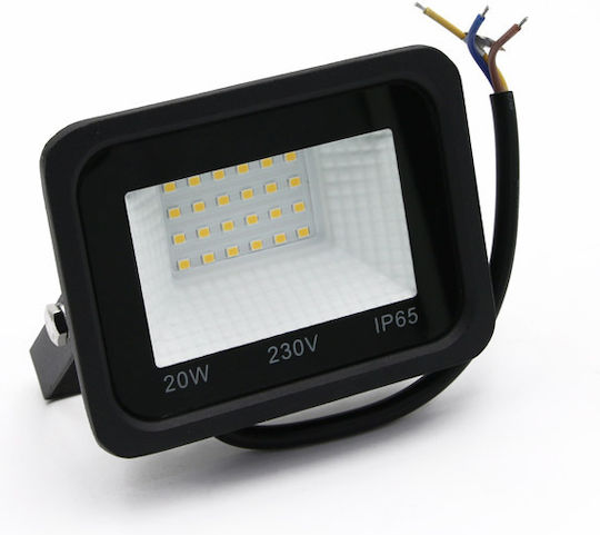 Adeleq Waterproof LED Floodlight 20W Natural White 4000K IP65