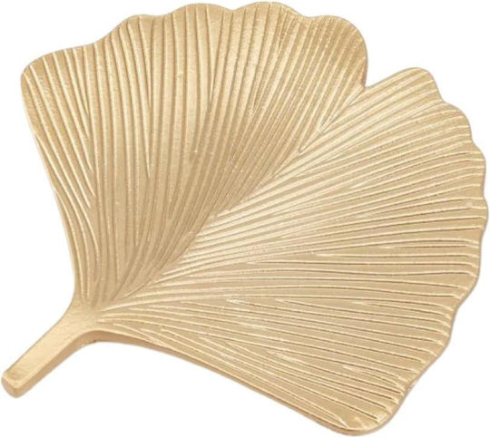 Espiel Polyresin Decorative Platter Leaf Gold 25x25cm