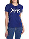 Kendall + Kylie Γυναικείο T-shirt Lazuli Blue με Στάμπα