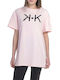 Kendall + Kylie Damen Oversized T-Shirt Soft Pink
