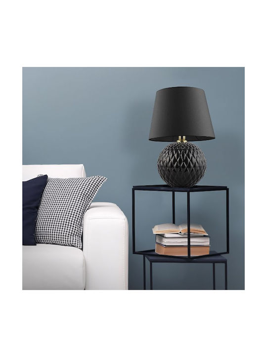 TK Lighting Santana Glass Table Lamp for Socket E27 with Beige Shade and Base