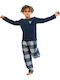 Vienetta Secret Kinder Schlafanzug Winterlich Fleece Marineblau 103131