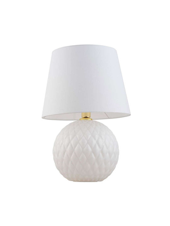 TK Lighting Santana Glass Table Lamp for Socket E27 with White Shade and Base