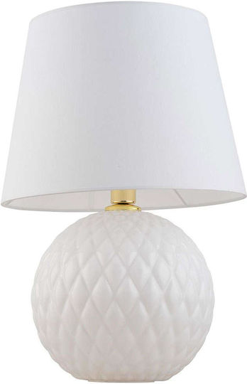 TK Lighting Santana Стъклена Настолна лампа за Цокъл E27 с Бял Абажур и Основа