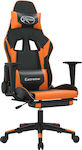 vidaXL 345463 Καρέκλα Gaming Δερματίνης με Υποπόδιο Μαύρο / Πορτοκαλί