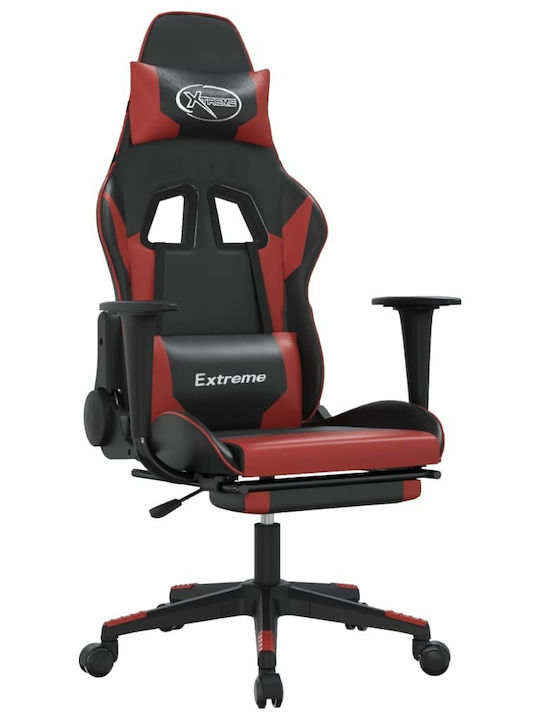 vidaXL 345464 Καρέκλα Gaming Δερματίνης με Υποπόδιο Μαύρο / Μπορντό