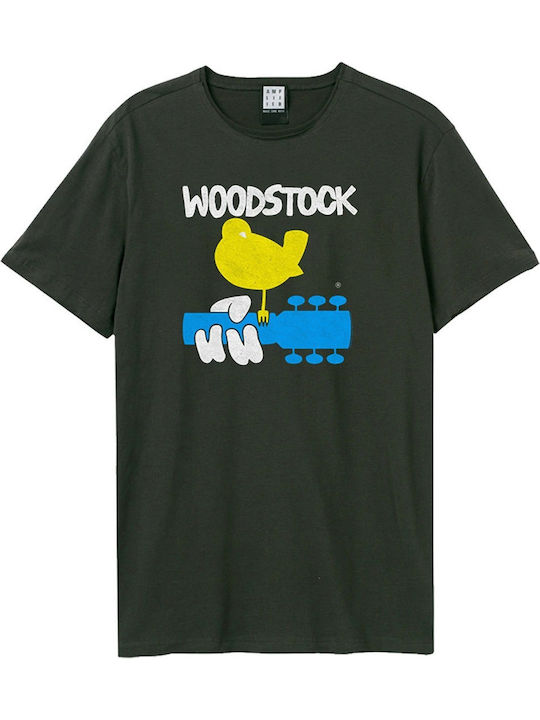 Amplified Woodstock Peace And Love T-shirt Black Cotton ZAV210I12