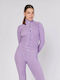 Short Women's Cardigan with Zipper Purple